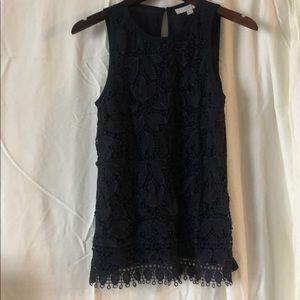 Navy embroidered tank